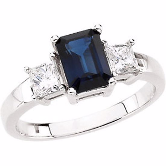 61872:252538:P Blue Sapphire & Diamond Accented Ring