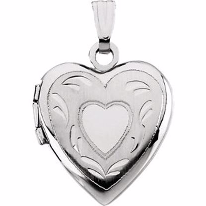 21824:240982:P 14kt White 17.50x14.75mm Heart Locket