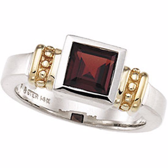 62141:255059:P Sterling Silver & 14kt Yellow Garnet Mozambique Ring