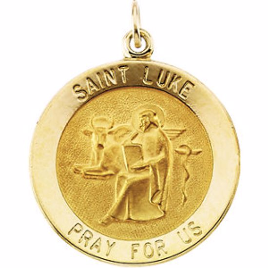 R16318:254870:P 14kt Yellow 22mm Round St. Luke Medal