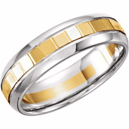 50255:254741:P 14kt White & Yellow 6mm Design Band Size 11