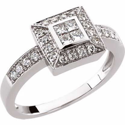 61505:261567:P 14kt White 1/2 CTW Diamond Ring Size 7