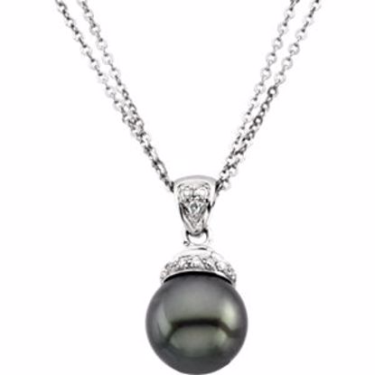 62787:276549:P 14kt White Black Freshwater Cultured Pearl & .08 CTW Diamond Necklace