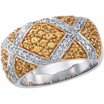 62807:277639:P Yellow Sapphire & Diamond Accented Ring