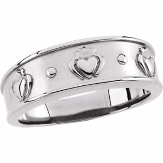 50297:283648:P 14kt White 8.25mm Men's Claddagh Band