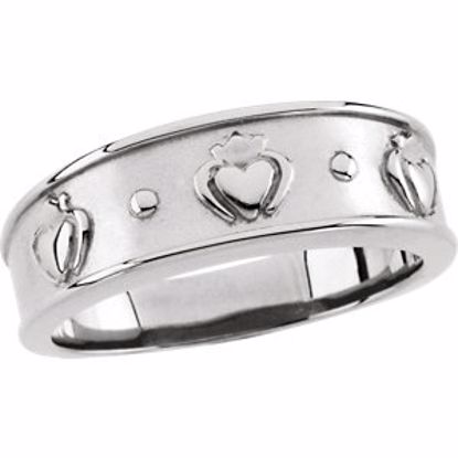 50297:283652:P 14kt White 8mm Ladies Claddagh Band