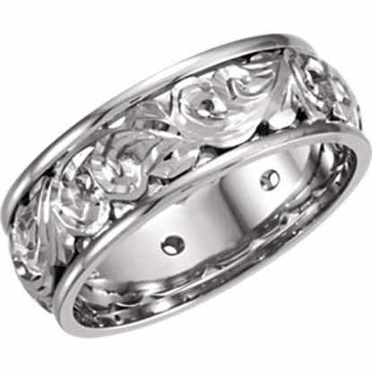 50373:271351:P 14kt White Hand Engraved Band Size 12