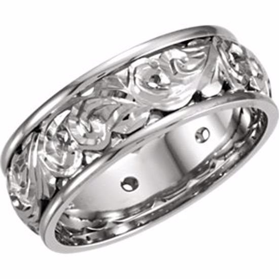 50373:271351:P 14kt White Hand Engraved Band Size 12