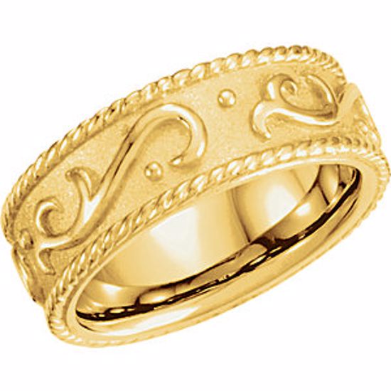 50383:289936:P 10kt Yellow Scroll Design Band Size 7