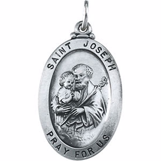 R5038:304378:P Sterling Silver 25.25x17.75mm St. Joseph Oval Medal