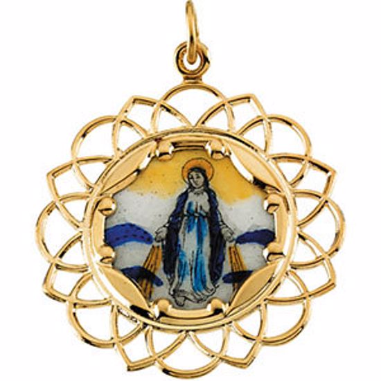 R41453:304444:P 10kt Yellow 26mm Milagrosa Framed Enamel Pendant