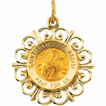 R41495:304588:P 14kt Yellow 18.5mm St. Francis of Assisi Medal