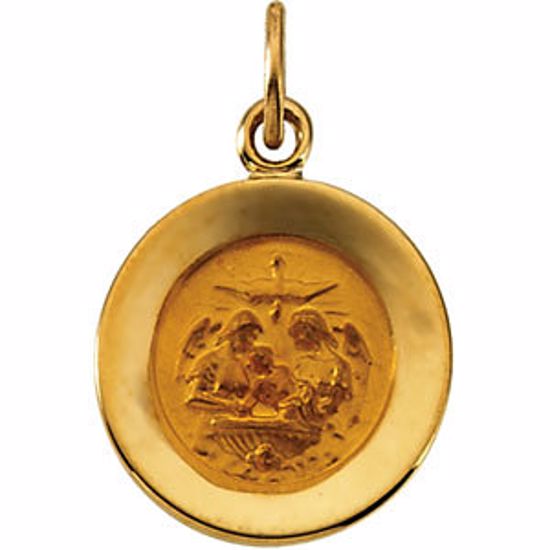 R41520:304418:P 14kt Yellow 11.5mm Round Baptismal Pendant Medal