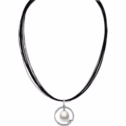 63842:304105:P 18kt Palladium White South Sea Cultured Pearl & 3/8 CTW Diamond Pendant