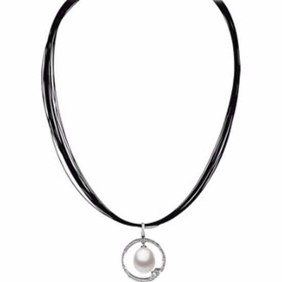 63842:304105:P 18kt Palladium White South Sea Cultured Pearl & 3/8 CTW Diamond Pendant