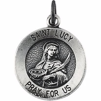 R16367:304641:P Sterling Silver 14.5mm Round St. Lucy Medal