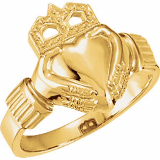 10583:32281:P 10kt Yellow 14.5x10.5mm Ladies Claddagh Ring
