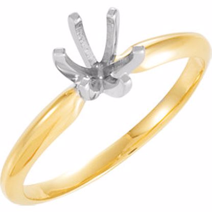 140309P:57725:P 14kt Yellow & Platinum 5.7-6mm Round 6-Prong Heavy Solitaire Ring Mounting