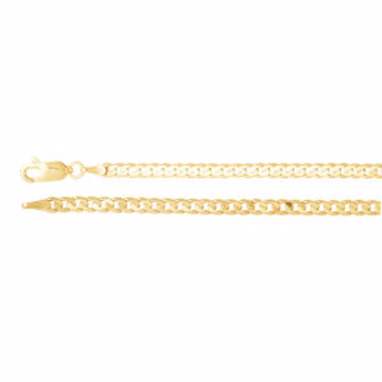 CH26:39445:P 14kt Yellow 3.25mm Solid Curb 16" Chain
