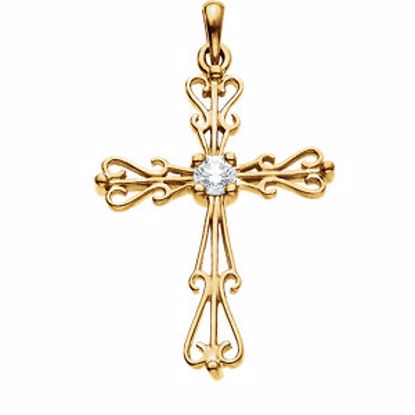 R80058D:61707:P 14kt Yellow Diamond Cross Pendant