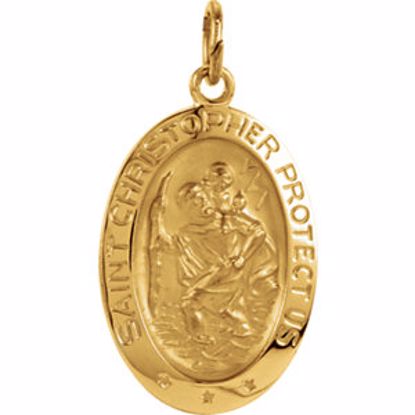 R5023:62438:P 14kt Yellow 19x14mm Oval St. Christopher Medal