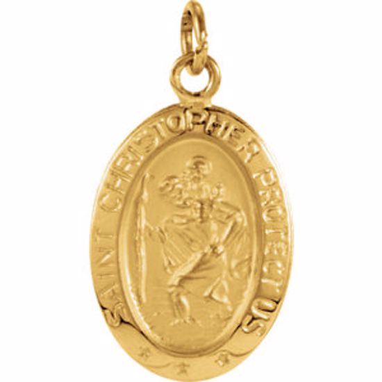 R5023:63214:P 14kt Yellow 15x11mm Oval St. Christopher Medal