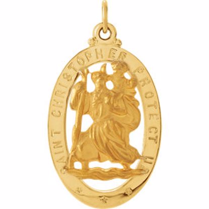 R5033:63228:P 14kt Yellow 25x18mm Oval St. Christopher Medal