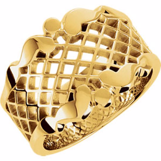 5143:84117:P 18kt Yellow 14.5mm Latticework Band