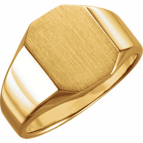 5669:113186:P 14kt Yellow 11X9mm Octagon Signet Ring