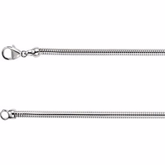 CH265:139504:P Sterling Silver 3.25mm Round Snake 18" Chain