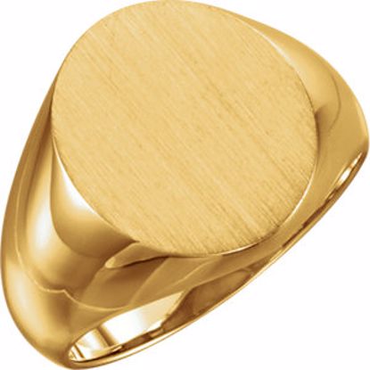 9600:123826:P 14kt Yellow 16x14mm Men's Signet Ring with Brush Finish