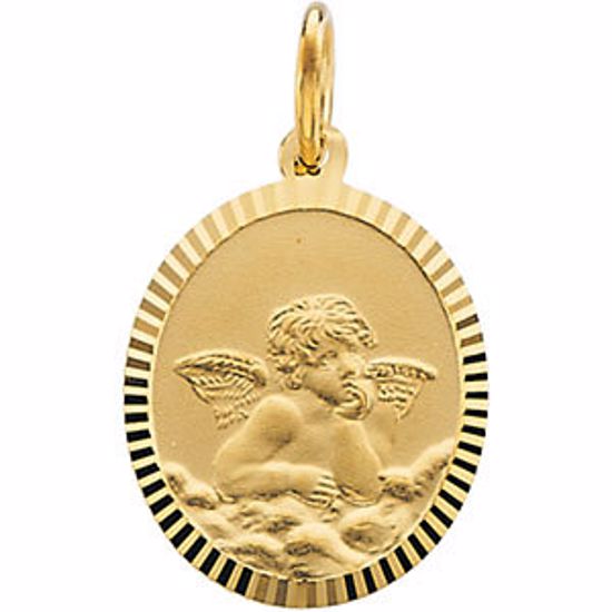 R16476:104017:P 14kt Yellow 14x12mm Angel Pendant