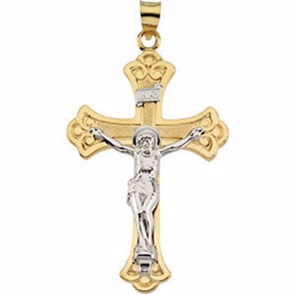 R4052:103697:P 14kt Yellow & White 45x31mm Crucifix Pendant