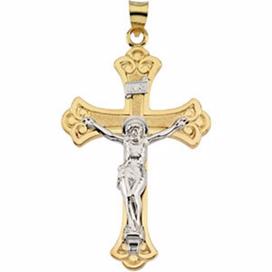 R4052:103697:P 14kt Yellow & White 45x31mm Crucifix Pendant