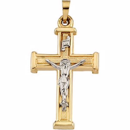 R16151:103713:P 14kt Yellow & White 14 Hollow Crucifix Pendant 