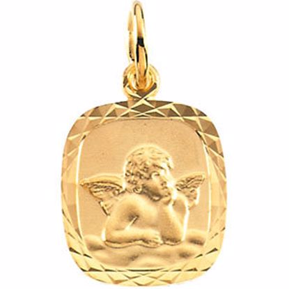 R16481:104005:P 14kt Yellow 12x11mm Angel Medal