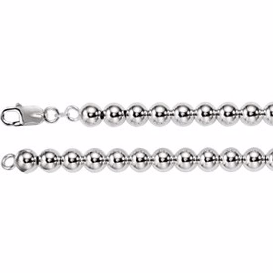 CH290:147832:P Sterling Silver 8mm Hollow Bead 7" Chain
