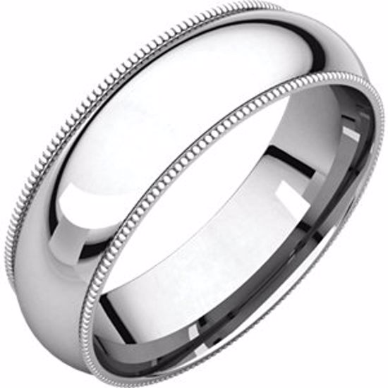 MGR5.5:149619:P 10kt White 6mm Milgrain Comfort Fit Band