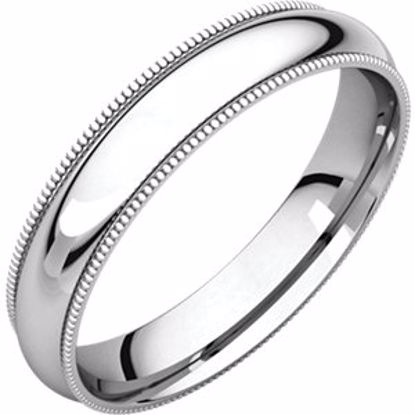 MGR9:149680:P 10kt White 4mm Milgrain Comfort Fit Band