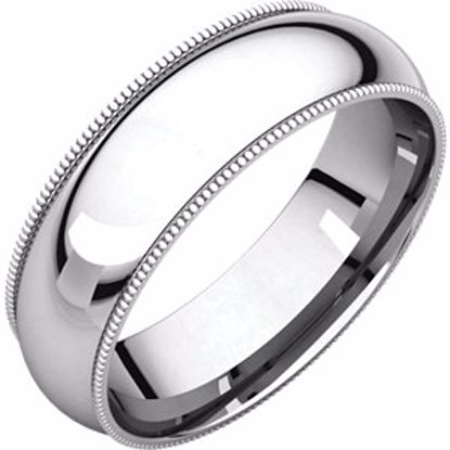 MGR5:149667:P 10kt White 6mm Milgrain Comfort Fit Band