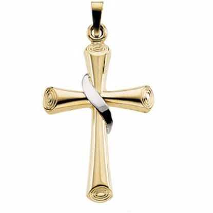 R16150:129449:P Two-Tone Hollow Cross Pendant