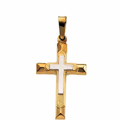 R16002:129381:P 14kt Yellow 20.5x14mm Hollow Cross Pendant