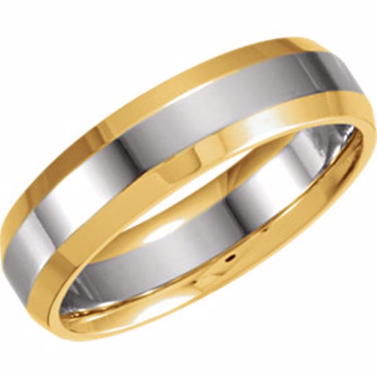 5722:129003:P 14kt White & Yellow  6mm Comfort-Fit Band Size 14.5
