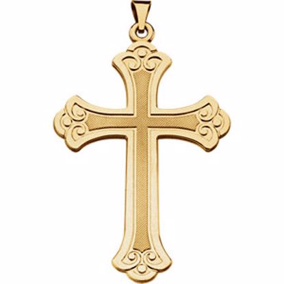 R16111:129444:P 14kt Yellow 46x31mm Fancy Cross Pendant