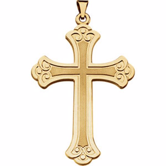 R16111:129444:P 14kt Yellow 46x31mm Fancy Cross Pendant