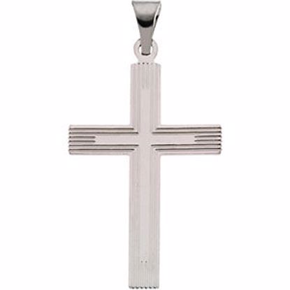 R16162:130196:P 14kt White 28x18mm Cross Pendant with Design