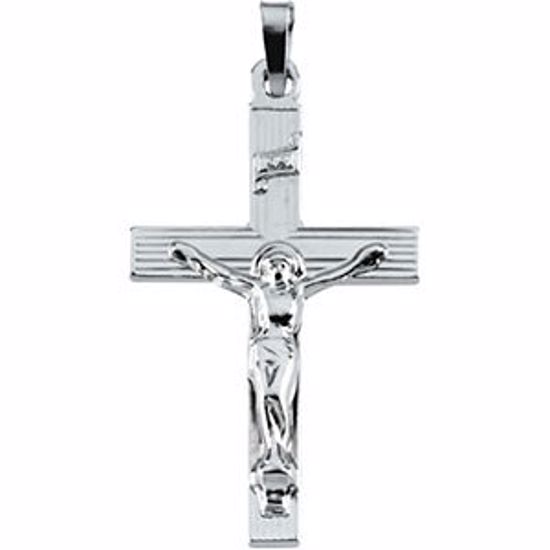 R4041:129465:P 14kt White 29x19mm Crucifix Pendant