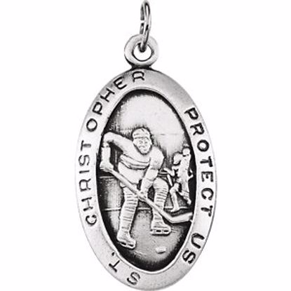 R16917:130084:P Sterling Silver 24.5x15.5mm St. Christopher Hockey Medal