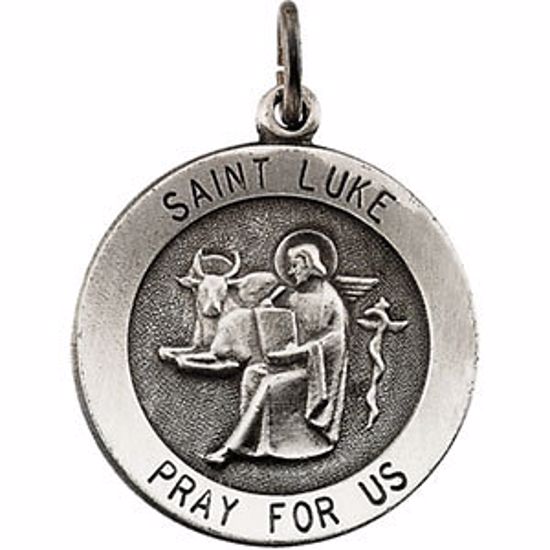 R16318:129621:P Sterling Silver 15mm Round St. Luke Medal