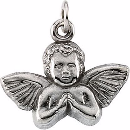 R6500:164368:P 14kt White 14x16mm Angel Baby Pendant